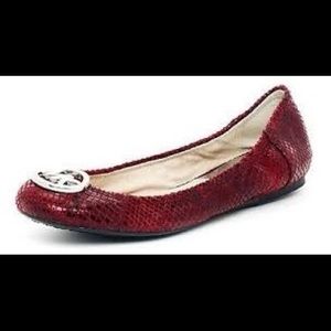 Michael Kors red snakeskin ballet flats